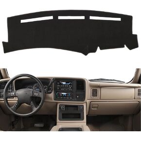 Dash Cover Mat Fit for 2007-2014 Chevy Tahoe Avalanche Suburban GMC Yukon/2007-2013 Silverado LTZ GMC Sierra SLT,Dashboard Cover Carpet Pad w/o Dash Speaker (Black)