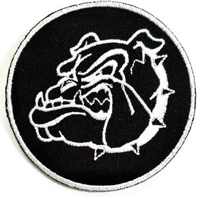 Nipitshop Patches Applique Patch Gray Bulldog Pitbull Dog Pet Animal Cartoon Kids Embroidery Iron On Flower Appliques for Craft Sewing Clothing