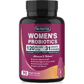 Probiotics for Women Digestive Health, Vaginal probiotics 120 Billion CFU 31 Strains with Digestive Enzymes & Prebiotics & D Mannose & Cranberry for Urinary Tract, 90 Capsules
