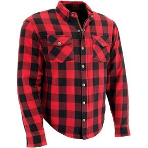 Milwaukee Leather MPM1631 Men's Plaid Flannel Biker Shirt with CE Approved Armor - Reinforced w/Aramid Fiber
