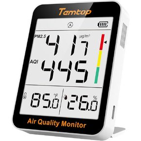 جهاز قياس الحرارة والرطوبة الداخلي/الخارجي من تيمتوب S1 مع مراقب جودة الهواء - مقياس حرارة دقيق لجودة الهواء للمنزل أو المكتب أو المدرسة، جهاز اختبار جودة الهواء، يعمل بالبطارية، شفط مغناطيسي in Kuwait