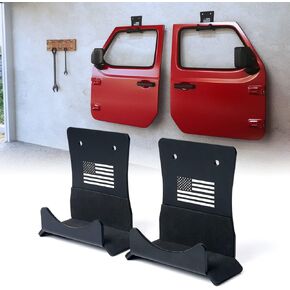 Xprite Heavy Duty Wall Mount Door Storage Hangers - Removable Metal Door Holder Hooks with Rubber Lining for 1956-2024 Jeep Wrangler CJ YJ TJ LJ JK JKU JL JLU & Gladiator JT, 2-Pack