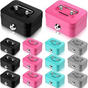 12 Pack Small Money Box Cash Box with Lock and Slot Metal Money Box for Cash Steel Money Organizer Piggy Bank Metal Coin Bank for Adults, 4.5 x 3.3 x 2 Inch, Without Money Tray, 4 Colors in Saudi Arabia
