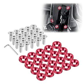 TOMALL 20Pcs Billet Aluminum Fender Bumper Washer Bolt Engine Bay Dress Up Fastener Kit Lisence Plate Decor Bolts M6 Bolt Screw Accessories (Green)