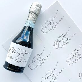 Pop the Champagne I'm Changing My Last Name Labels - Mini Champagne Bottle Stickers - Bride Squad Favor - Bridal Shower Favor - Set of 32 - LABEL ONLY