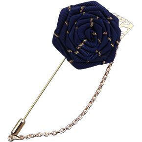 Rose Flower Cloth Lapel Pin for Men,Red/Blue/Black Rose Floral Chain Brooch for Suits Handmade Boutonniere Pins for Suit Lapel Pin Wedding Brooch