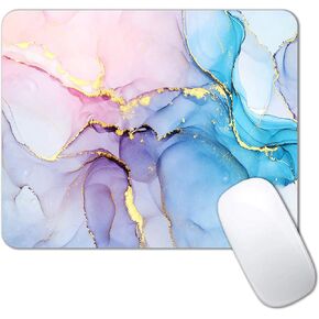 IMAYONDIA Pink Blue Marble Mouse Pad, Purple Alcohol Ink Pattern Gaming Mouse Pad, Modern Fluid Art Mousepad Design, Non-Slip Rubber Base Computer Mice Pad for School Home Office, 9.5 x 7.9 Inch