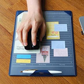 ELSKY Office Mouse Mat for Computer or Laptop,Gmaing Mouse Pads/Mouse&Desktop Protector/Keyboard Pad,Drawing & Writing Pad with Card Schedule Pockets,Cover with 2 Transparent Sheets for Memo (Blue)