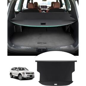 Powerty Trunk Cover Compatible with Cargo Cover Kia Telluride 2024 2023 2022 2021 2020 Accessories Trunk Security Shield Shade Retractable Tonneau Cover Black No Gap