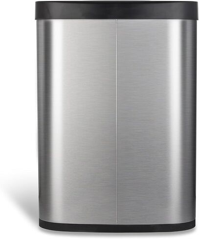 NINESTARS TTT-50-19 Automatic Tap Sensor Trash Can, 13 Gal 50L, Stainless Steel Base (D Shape, Black Lid) in Saudi Arabia