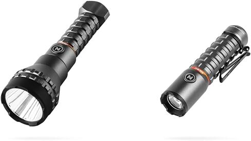مصباح يدوي NEBO Luxtreme 500 لومن LED - مصباح يدوي ساطع قابل لإعادة الشحن مع 4 أوضاع إضاءة، مقاومة للماء، شعاع ضوء نصف ميل، رمادي عاصف in Saudi Arabia