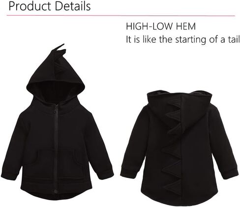 Oeillet d'ne Toddler Boys Dinosaur Hoodies Animal Zipper Jacket Cartoon Sweatshirt for Kids in Saudi Arabia