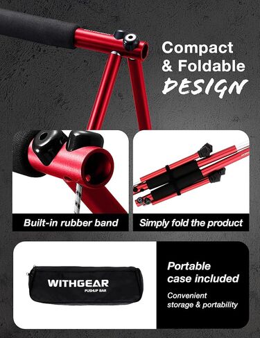 Folding Push Up Bar | Portable Outdoor Bar & Home Workout Equipment | Duralumin Metal Dip Bar & Pushup Handles | Dip Bars for Strength Training | Lightweight Metal Bar in Saudi Arabia