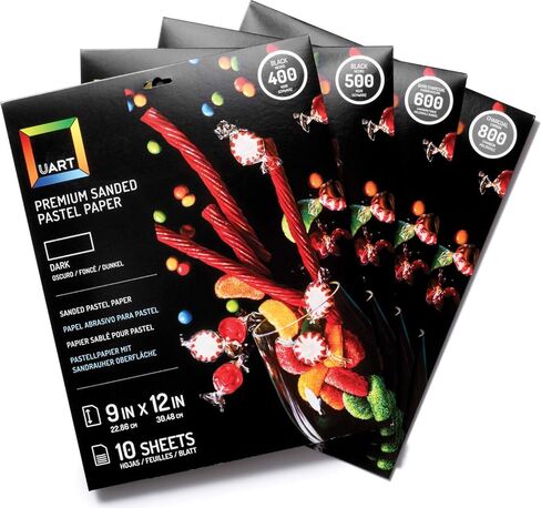 Premium Sanded Dark Pastel Art Pads for Pastels, Pencils & Charcoal, 9" x 12", Grit 400 (10 Sheets per Pad) in Kuwait