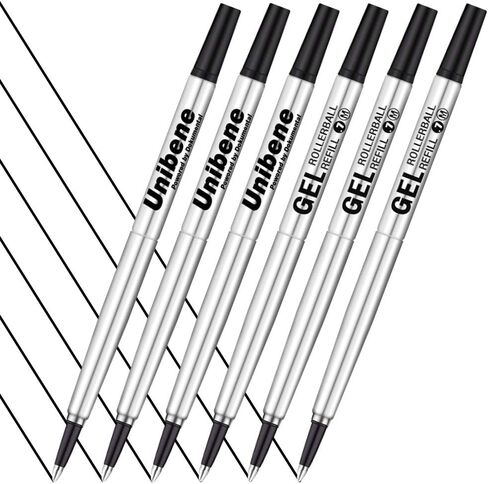 Unibene Parker Compatible Rollerball Refill 6 Pack, 0.5mm Fine Point - Black, Smooth Writing Replaceable German Gel Ink Pen Refills for IM Sonnet Urban Pens in Kuwait