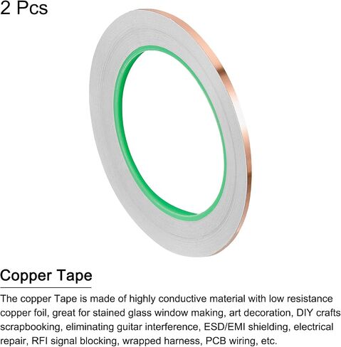 PATIKIL 2 Pcs Copper Foil Tape 0.12 Inch x 82 Feet 0.05mm Thick Double Sided Conductive Adhesive EMI Shielding for Electronics, Circuits, Grounding in Saudi Arabia