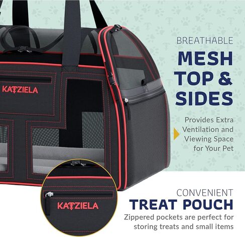 Airline Compliant Pet Carrier - Rolling Portable Travel Carry Crate for Small Dog, Puppy or Cat - Soft Removable Wheeled Design with Mesh Window Sides - Airplane and TSA Compliant- by Katziela in Kuwait