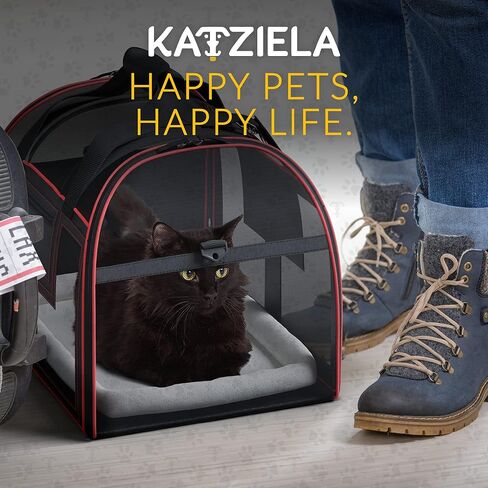Airline Compliant Pet Carrier - Rolling Portable Travel Carry Crate for Small Dog, Puppy or Cat - Soft Removable Wheeled Design with Mesh Window Sides - Airplane and TSA Compliant- by Katziela in Kuwait