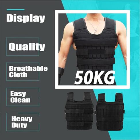 سترة الوزن - سترة تدريب من قماش أكسفورد قابلة للتنفس، سترة مرجحة 15 كجم، سترة تدريب القوة للتمرين واللياقة البدنية in Kuwait