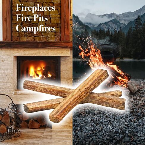 أعواد إطلاق النار من فاتوود، حطب للاستخدام الداخلي والخارجي - 2 رطل. جذوع الحريق، وخشب الشواء، والمدفأة، وحفرة النار، ونيران المخيمات - مع حزمة واحدة إضافية لتغيير لون النار in Kuwait