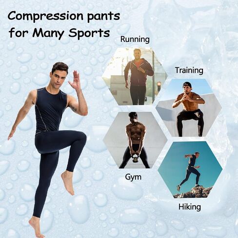 Men's Compression Pants Cool Dry Athletic Workout Leggings Sports Running Active Tights Base Layer in Saudi Arabia