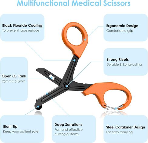 ضوء قلم للممرضات والمقص الطبي، مصابيح LED مع مقياس للتلميذ، مقص ضمادة 7.5 بوصة مقص EMT مع حلقة تسلق للطبيب والممرضات وطلاب التمريض (مقص بني + قلم ذهبي وردي) in Kuwait
