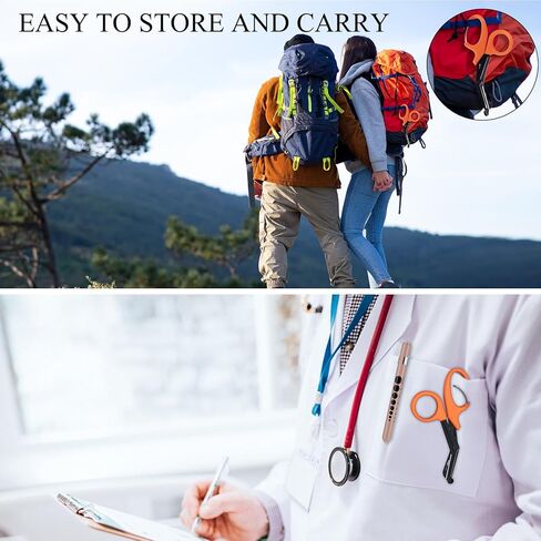 ضوء قلم للممرضات والمقص الطبي، مصابيح LED مع مقياس للتلميذ، مقص ضمادة 7.5 بوصة مقص EMT مع حلقة تسلق للطبيب والممرضات وطلاب التمريض (مقص بني + قلم ذهبي وردي) in Kuwait