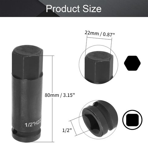 Utoolmart Hex Impact Bit Socket, 1/2-Inch Drive Allen Bit Socket, 22mm Hex Impact Socket, Cr-Mo Steel, Master Impact Hex Driver, 1pcs in Saudi Arabia