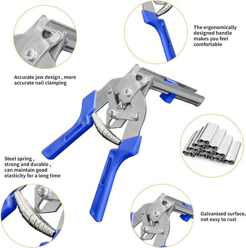 Type M Nail Ring Pliers, Hog Ring Pliers Kit with 600 Pcs of Galvanized Steel Hog Rings,Repair Hand Tools for Animal Cages,Hog Ring Chicken Duck Goose Dog Cat Rabbit Kit Clamp with Nail Groove in Kuwait