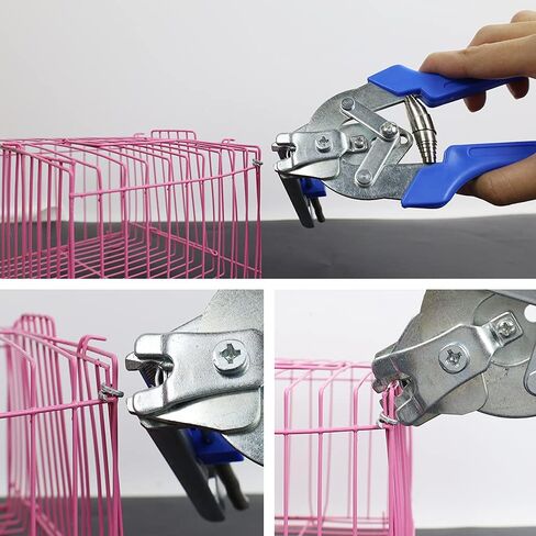 Type M Nail Ring Pliers, Hog Ring Pliers Kit with 600 Pcs of Galvanized Steel Hog Rings,Repair Hand Tools for Animal Cages,Hog Ring Chicken Duck Goose Dog Cat Rabbit Kit Clamp with Nail Groove in Kuwait