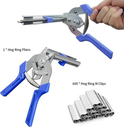 Type M Nail Ring Pliers, Hog Ring Pliers Kit with 600 Pcs of Galvanized Steel Hog Rings,Repair Hand Tools for Animal Cages,Hog Ring Chicken Duck Goose Dog Cat Rabbit Kit Clamp with Nail Groove in Kuwait