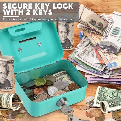 12 Pack Small Money Box Cash Box with Lock and Slot Metal Money Box for Cash Steel Money Organizer Piggy Bank Metal Coin Bank for Adults, 4.5 x 3.3 x 2 Inch, Without Money Tray, 4 Colors in Saudi Arabia