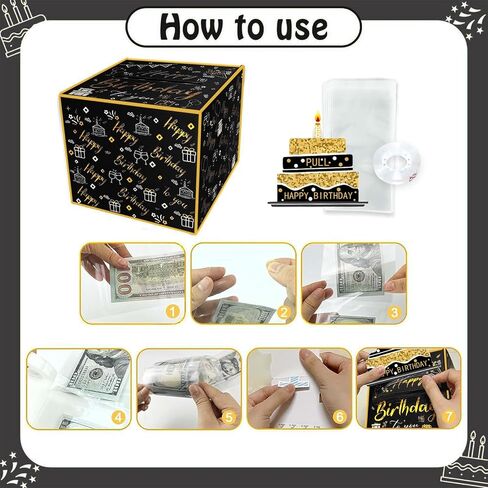 صندوق المال للهدايا النقدية DIY صندوق المال عيد ميلاد سعيد سحب صناديق هدايا المال الملونة حامل المال للحصول على هدية عيد ميلاد مفاجئة للنساء والرجال والأصدقاء (أ) in Kuwait