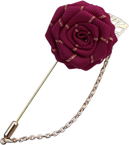 Rose Flower Cloth Lapel Pin for Men,Red/Blue/Black Rose Floral Chain Brooch for Suits Handmade Boutonniere Pins for Suit Lapel Pin Wedding Brooch in Saudi Arabia