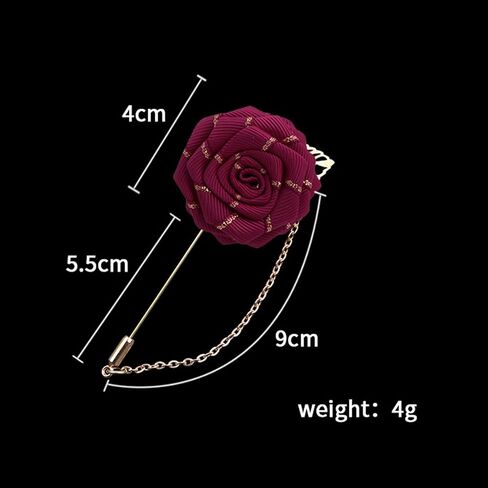 Rose Flower Cloth Lapel Pin for Men,Red/Blue/Black Rose Floral Chain Brooch for Suits Handmade Boutonniere Pins for Suit Lapel Pin Wedding Brooch in Saudi Arabia
