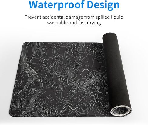 Topographic Contour Extended Big Mouse Pad Large,Gaming Mouse Pad Desk Pad,31.5x11.8 Inch Long Computer Keyboard Mouse Mat Mousepad with 3mm Non-Slip Base and Stitched Edge for Gaming and Office in Saudi Arabia
