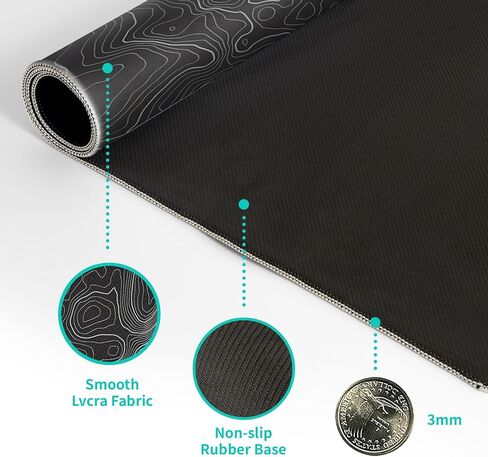 Topographic Contour Extended Big Mouse Pad Large,Gaming Mouse Pad Desk Pad,31.5x11.8 Inch Long Computer Keyboard Mouse Mat Mousepad with 3mm Non-Slip Base and Stitched Edge for Gaming and Office in Saudi Arabia