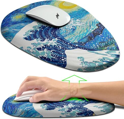 Hokafenle Ergonomic Mouse Pad Wrist Support, Terraced Slope Carpal Tunnel Wrist Pad for Mouse with Unibody Memory Foam, Wrist Rest Pain Relief Mousepad (Apricot, 11.8x7.9 in) in Saudi Arabia