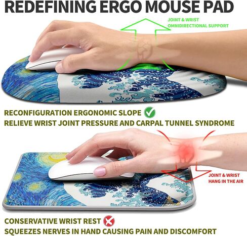 Hokafenle Ergonomic Mouse Pad Wrist Support, Terraced Slope Carpal Tunnel Wrist Pad for Mouse with Unibody Memory Foam, Wrist Rest Pain Relief Mousepad (Apricot, 11.8x7.9 in) in Saudi Arabia