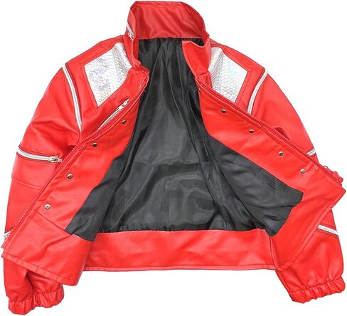 ملابس سترة جلدية حمراء للأولاد والبنات للأطفال من Tollder-Beat it Zipper MJ Motorcycle Halloween in Kuwait