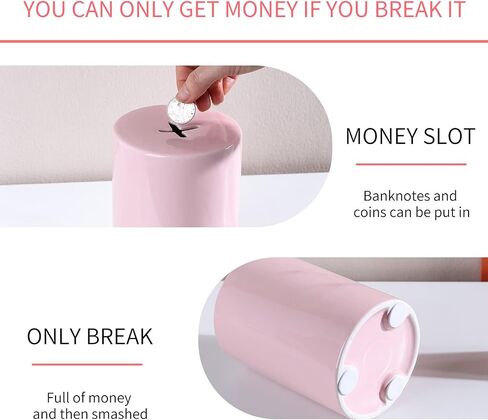 Piggy Bank for Adults Must Break to Open,Piggy Bank Girls,Kids Piggy Bank for Boys,Synchrony Bank,Real Money Safe for Cash Savings Bank,Ceramic Coin Jar, Alcancias De Dinero para Adultos in Saudi Arabia