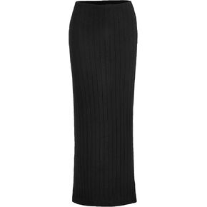 Milumia Women's High Waist Ribbed Knit Long Pencil Skirt Casual Bodycon Maxi Skirts in Kuwait