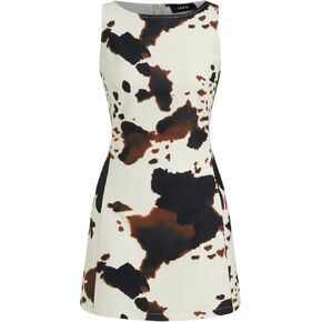 CIDER Mini Dress Leopard Print Sleeveless Boat Neck Bodycon Party Night Out High Waist Zipper Club Dress in Kuwait