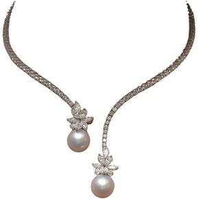 Exquisite Crystal Collar Necklace For Women Clavicle Chain Pendant Rhinestone Open Choker Necklace Jewelry, As Pic, Peal-PTL JEWELRY-T3691 in Saudi Arabia