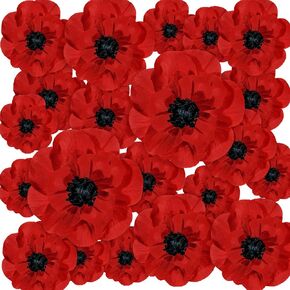 WILLBOND 30 Pcs Halloween Artificial Red Poppy Flowers Large Poppies Fake Flowers for Halloween Memorial Day Wicked Birthday Veterans Day Carnival Back to School Party Backdrop in Kuwait
