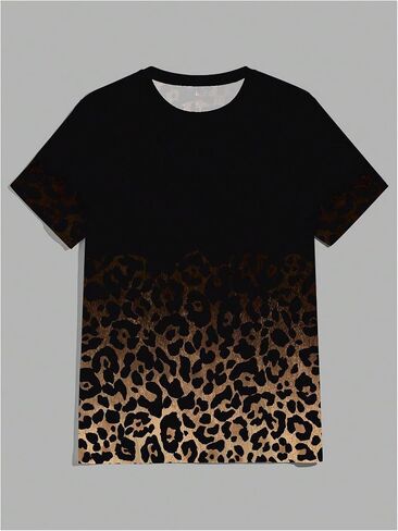 Men's Leopard Ombre Summer Tops Crew Neck Short Sleeve Graphic Tees Vintage T Shirt Trendy in Saudi Arabia