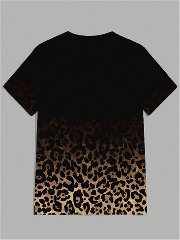 Men's Leopard Ombre Summer Tops Crew Neck Short Sleeve Graphic Tees Vintage T Shirt Trendy in Saudi Arabia