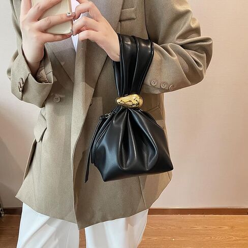 hibear Burgundy Clutch Purses for Women,Wristlet Handbag,Mini Sleeve Knot Purse Vegan Leather Portable Tote Bag,Knot Purse in Saudi Arabia