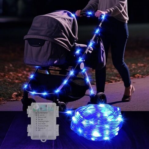 9.8FT Stroller Lights - Durable Baby Stroller Lights for Walking at Night, Make The Stroller Visible, with Cable Ties, LED Lights for Stroller Accessories Bikes, Multicolor in Kuwait