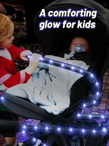 9.8FT Stroller Lights - Durable Baby Stroller Lights for Walking at Night, Make The Stroller Visible, with Cable Ties, LED Lights for Stroller Accessories Bikes, Multicolor in Kuwait